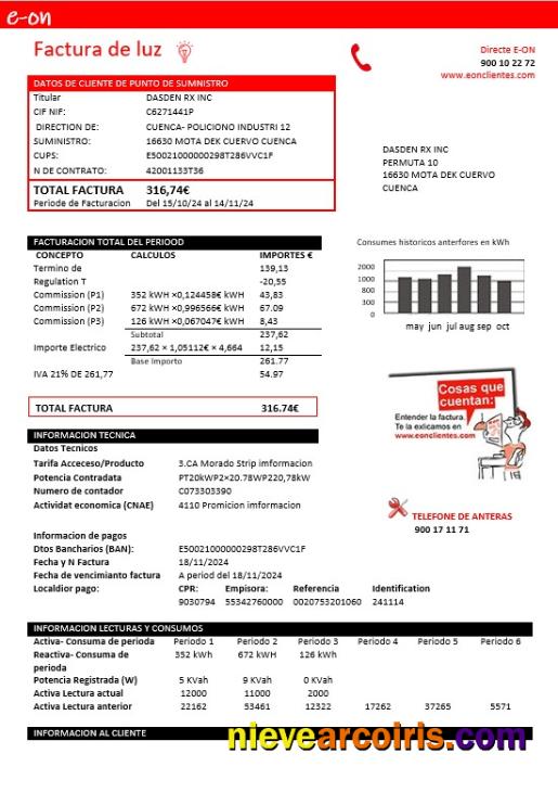Spain E.ON electricity business utility bill